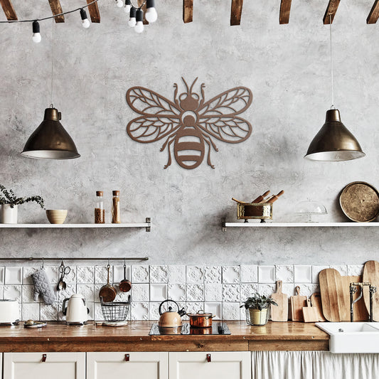 Honey Bee Metal Wall Art, Outdoor Garden Beehive Decor, Outside Fence Hanging Artwork, Honey Bee lover, Bug Art, Kids Bedroom Decor Ideas