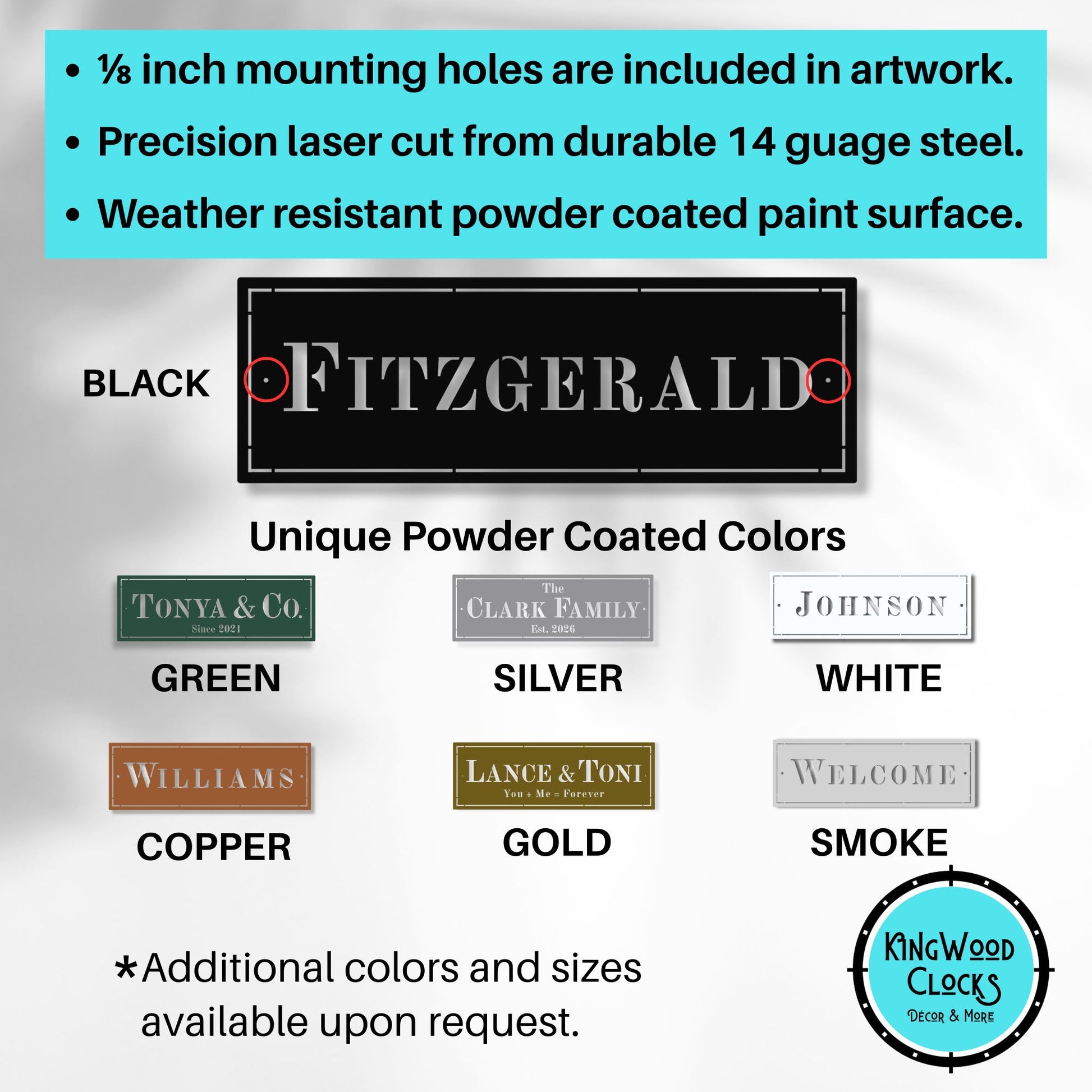 Custom Metal Name Sign, Formal Rectangle Wall Plaque infographic