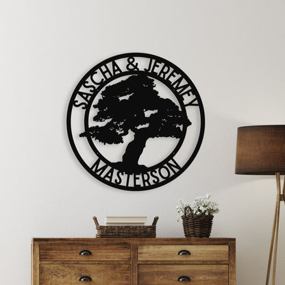 Personalized Oak Tree Of Metal Wall Sign