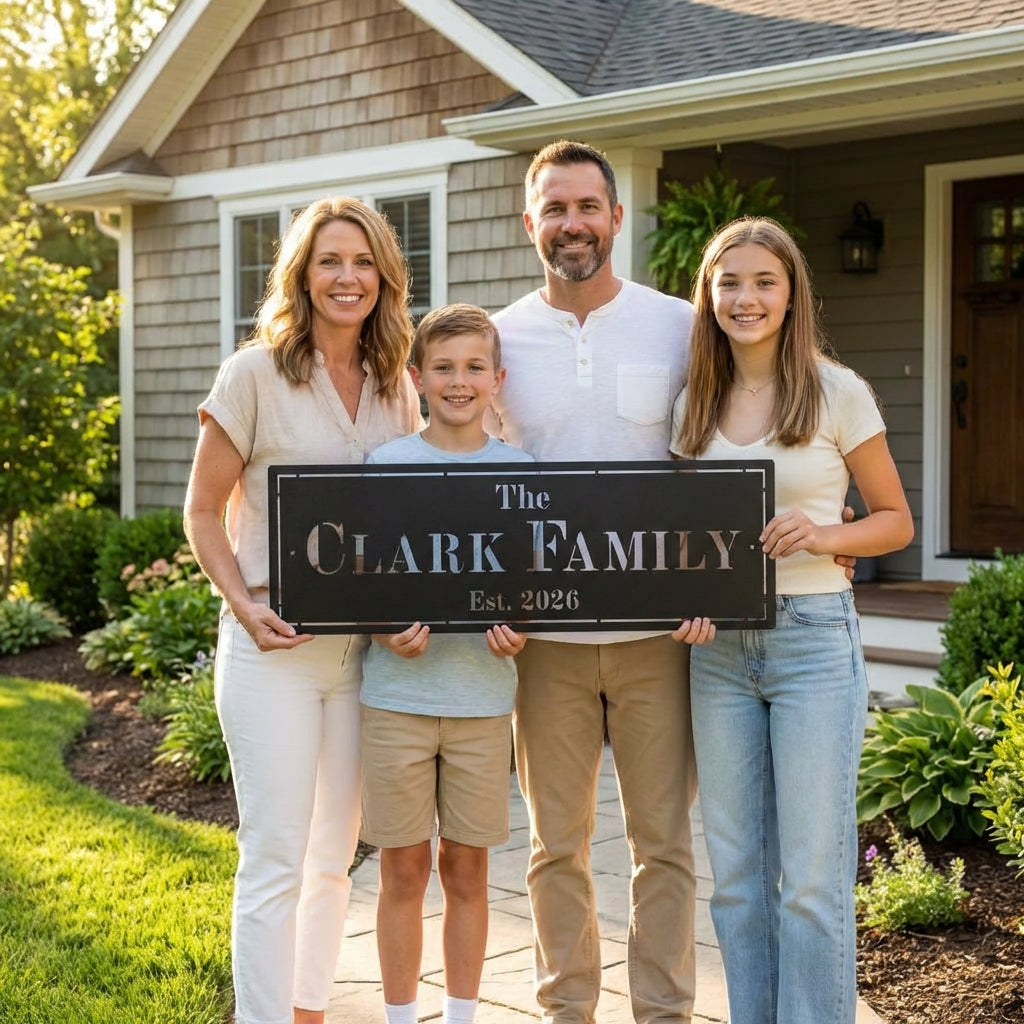 Custom Metal Name Sign, Formal Rectangle Wall Plaque