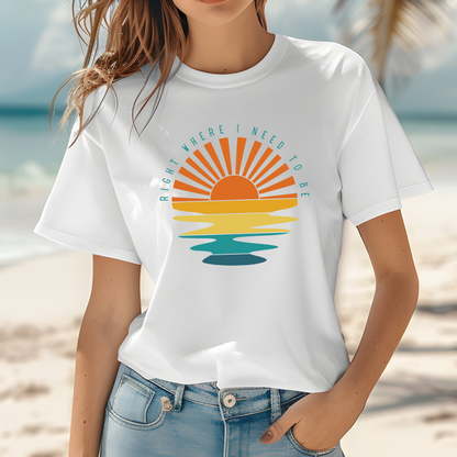 I Need To Be Sunset T-Shirt, Unisex, Beachy Summertime Vibes, Retro Sunset Rays, Matching Family Tees, Girls Vacation Outfits,  Gift For Her