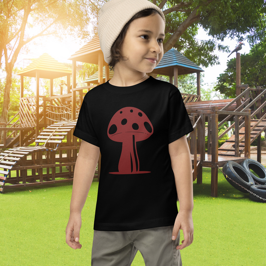 My Mushroom T-Shirt, Unisex Toddler Size, Baby Streetwear, Matching Mom and Child Styles, Girl and Boy Fungi Outfits, Back to School Clothes boy in black