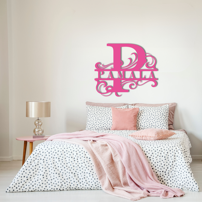 pink personalized fancy monogram metal art