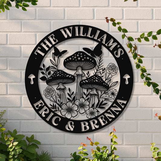 Personalized Mushroom Metal Wall Art
