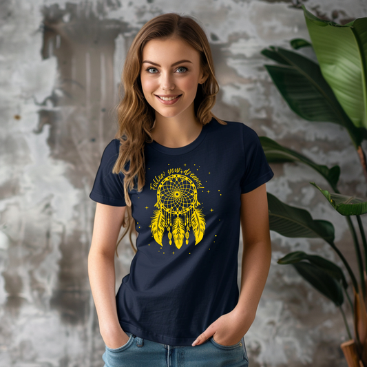Starry Dreamcatcher T-Shirt, Unisex, Native American Style, Follow Your Dreams, Boho Apparel, Girls Outfits, Womens TShirts, For Her Gifts blu on girl