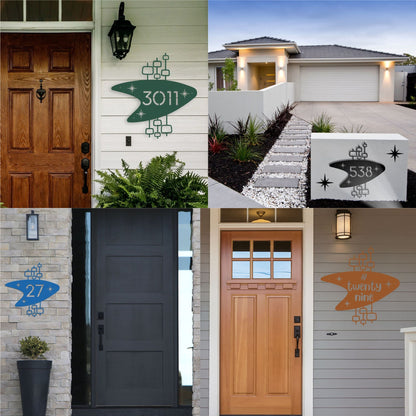 Personalized Mid Century Modern Name Sign makes a great address plaque for your homes curb appeal