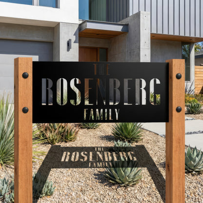 Cedar & Steel Lawn Sign, Address and Name Plaque