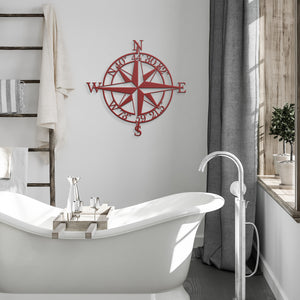 Compass Rose Metal Wall Art w/ Personalized GPS Coordinates