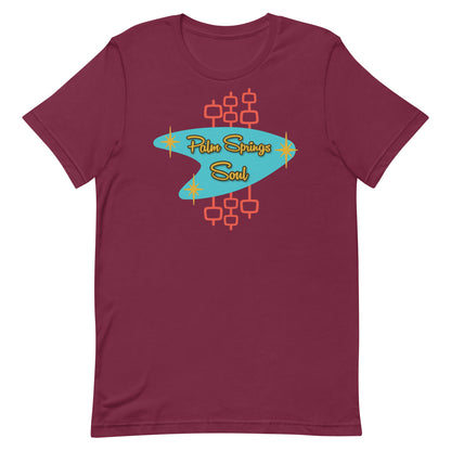 Retro Atomic Boomerang T‑Shirt, Unisex maroon