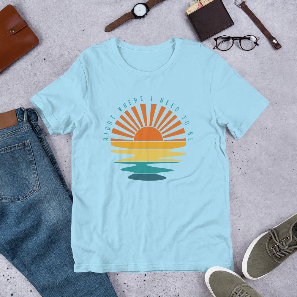 I Need To Be Sunset T-Shirt, Unisex, Beachy Summertime Vibes, Retro Sunset Rays, Matching Family Tees, Girls Vacation Outfits,  Gift For Her