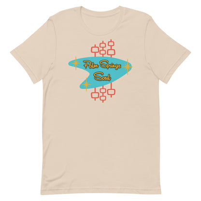 Soft Cream Beige t-shirt with 'Palm Springs Soul' design on a white background