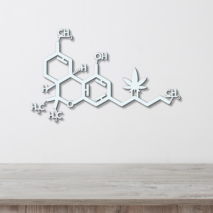 Marijuana Molecule Wall Art, Cannabis Smoke Room Decor, 420 Stoner Gift, THC Particle Metal Wall Hanging, Science Herbology Chemistry Decor