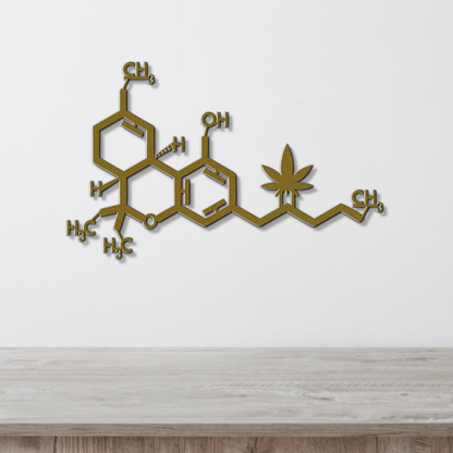 Marijuana Molecule Wall Art, Cannabis Smoke Room Decor, 420 Stoner Gift, THC Particle Metal Wall Hanging, Science Herbology Chemistry Decor
