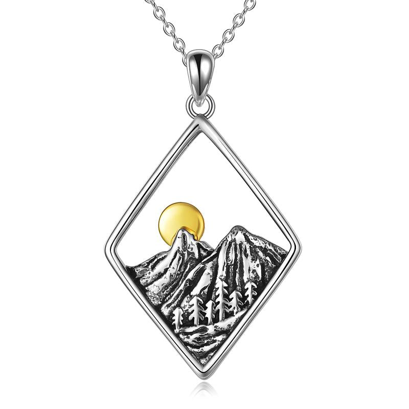 Silver Mountain Range Pendant Nature Jewelry Gift for Nature Lovers