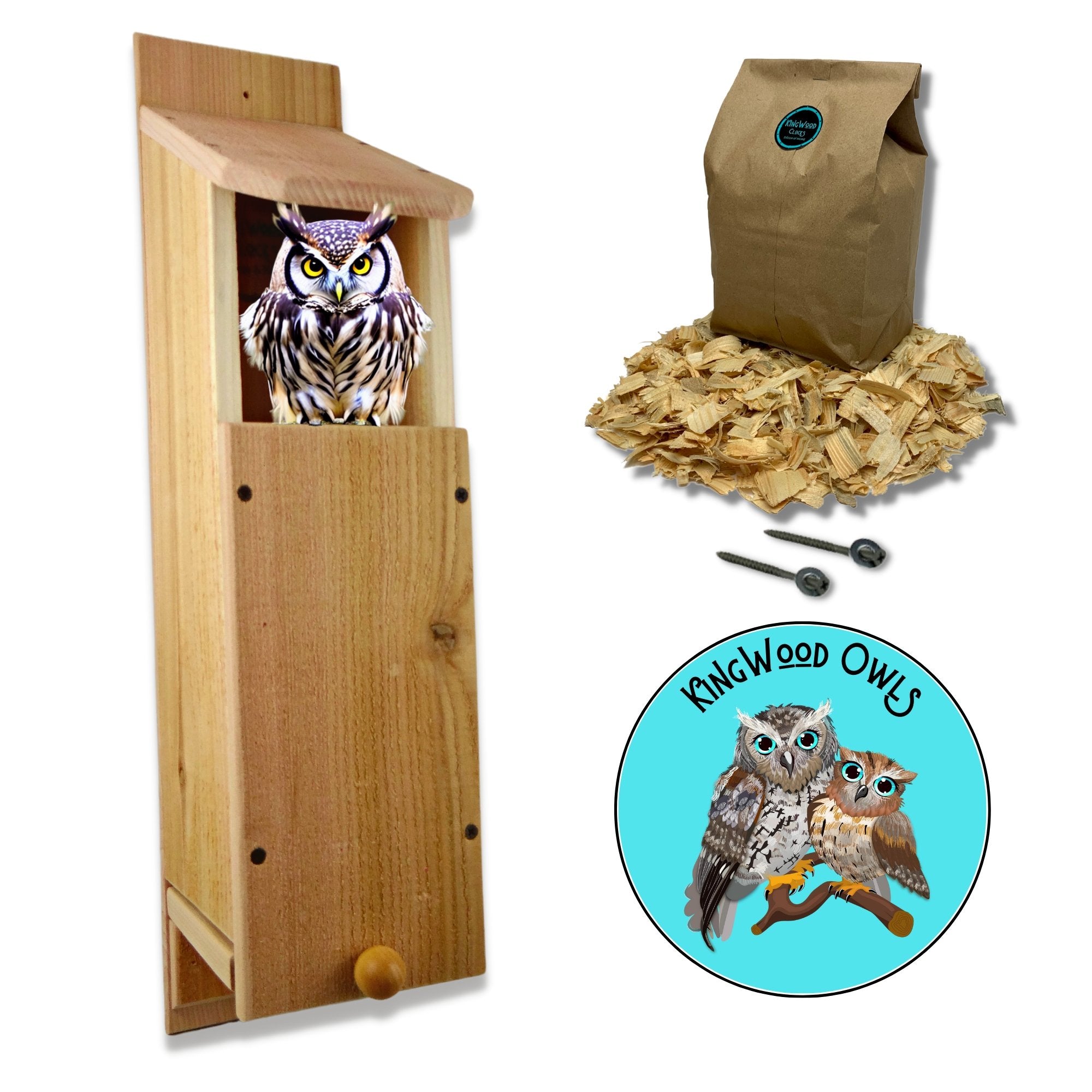 kingwood original cedar owl house box for nesting screech owls
