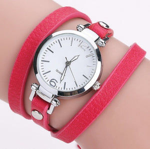 Women's Circle Bracelet Watch PU Strap