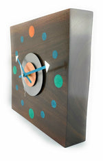 Load image into Gallery viewer, KingWood Reclaimed Walnut Slab &quot;Aurora&quot; Wall Clock with Epoxy Inlay &amp; Steel / Copper
