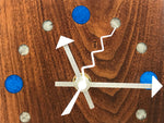 Load image into Gallery viewer, KingWood Reclaimed Walnut Slab Wall Clock w/ Epoxy Inlay Electric Blue &amp; Pearl White
