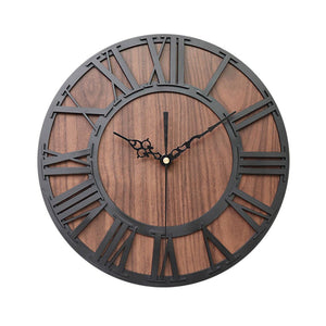 European Vintage Wooden Roman Digital Craft Wall Clock