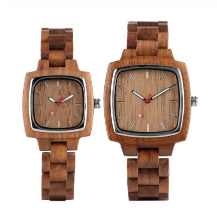 His & Hers Bamboo Watch both