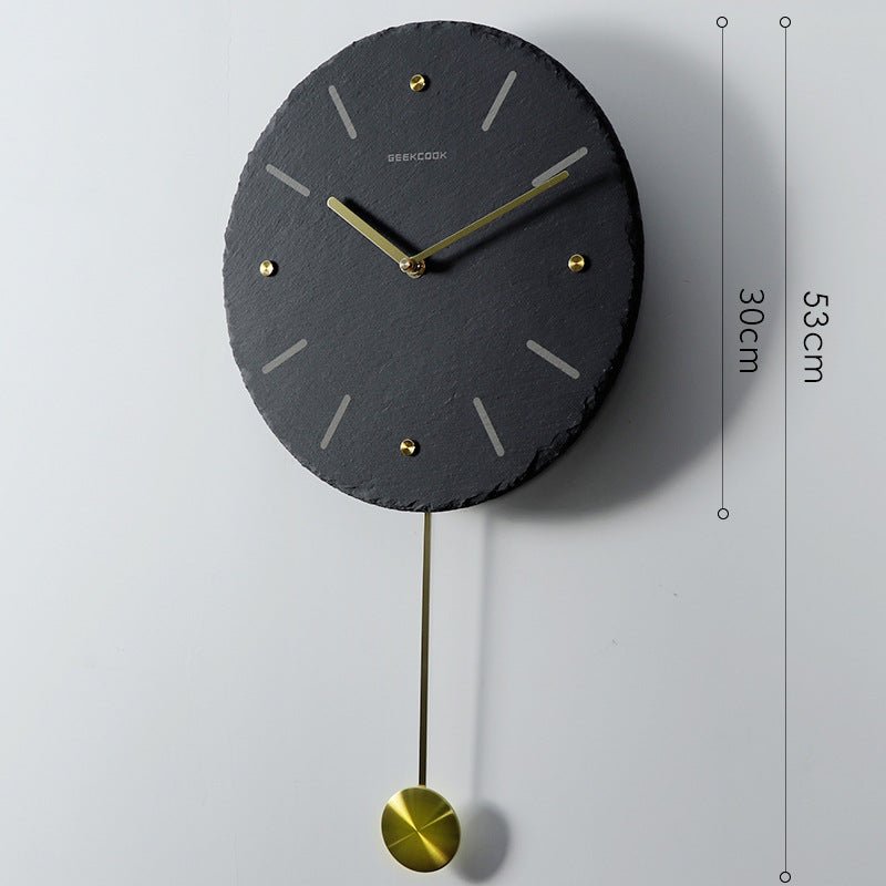 Natural Slate Stone Brass Scale Swing Clock