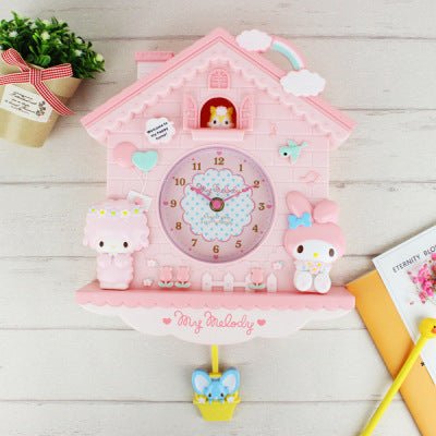 Cartoon Battery Swing Wall Clock Children's Princess Room Cute Decoration Clock