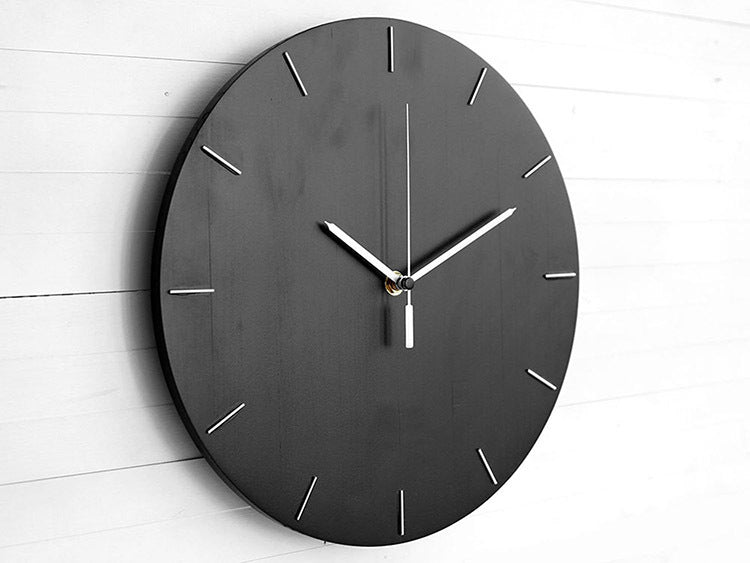 Wooden Round Wall Clock Simple Living Room Study Clock