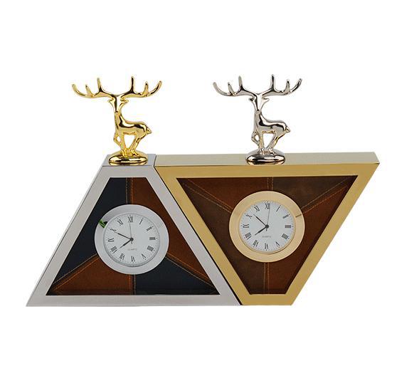 Triangle Metal Color Leather Deer Head Clock Ornaments Model
