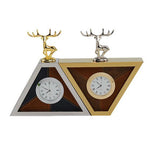 Load image into Gallery viewer, Triangle Metal Color Leather Deer Head Clock Ornaments Model

