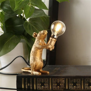 Nordic Creative Mini Animal Mouse Lamp Living Room Dining Room Bedroom Clothing Store Personalized Eye Protection Gift Resin Table Lamp
