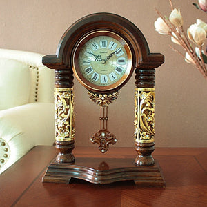 High-end Chinese Retro Decorative Desk Clock For Living Room Atmospheric Silent Clock With Pendulum