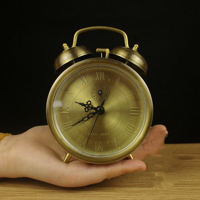 Retro Brushed Vintage Mechanical Clockwork Alarm Clock