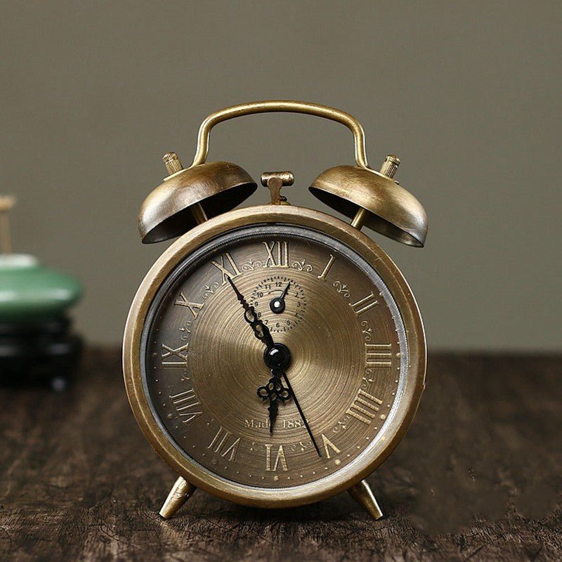 Retro Brushed Vintage Mechanical Clockwork Alarm Clock