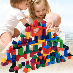 Wooden Grains Color Building Blocks Kindergarten Children Early Childhood Parenting Toy For Kids