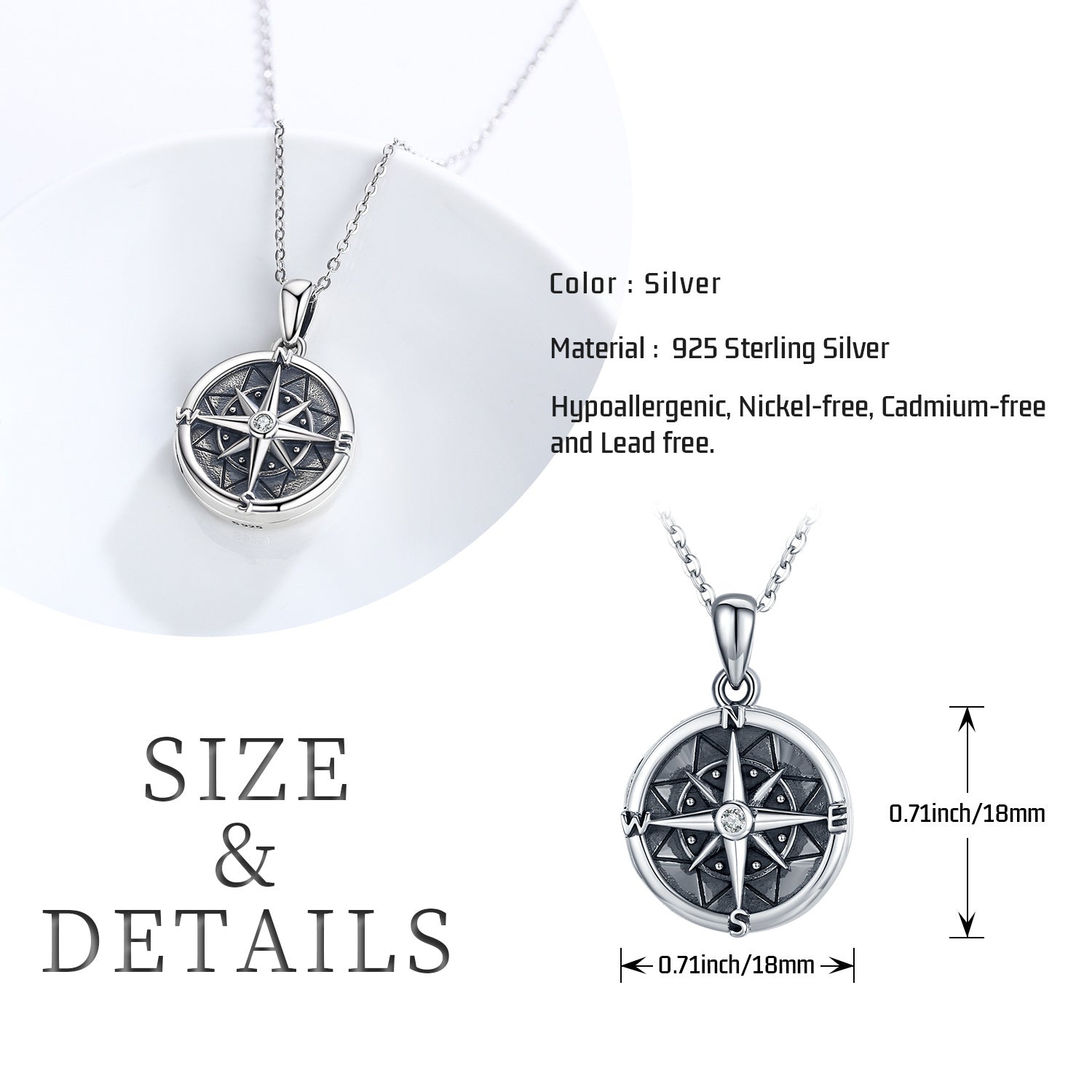 I'm Not Lost Compass Photo Necklace