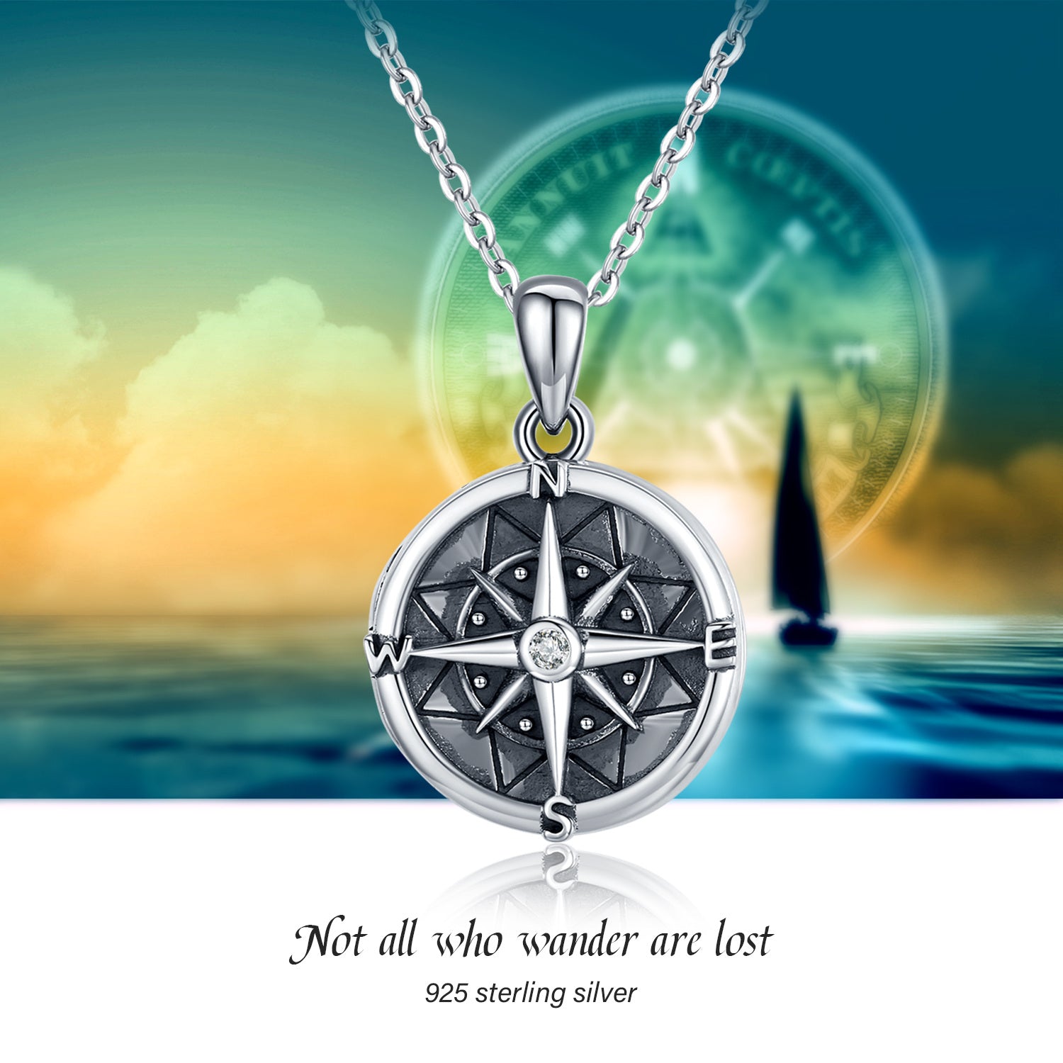 I'm Not Lost Compass Photo Necklace graphic