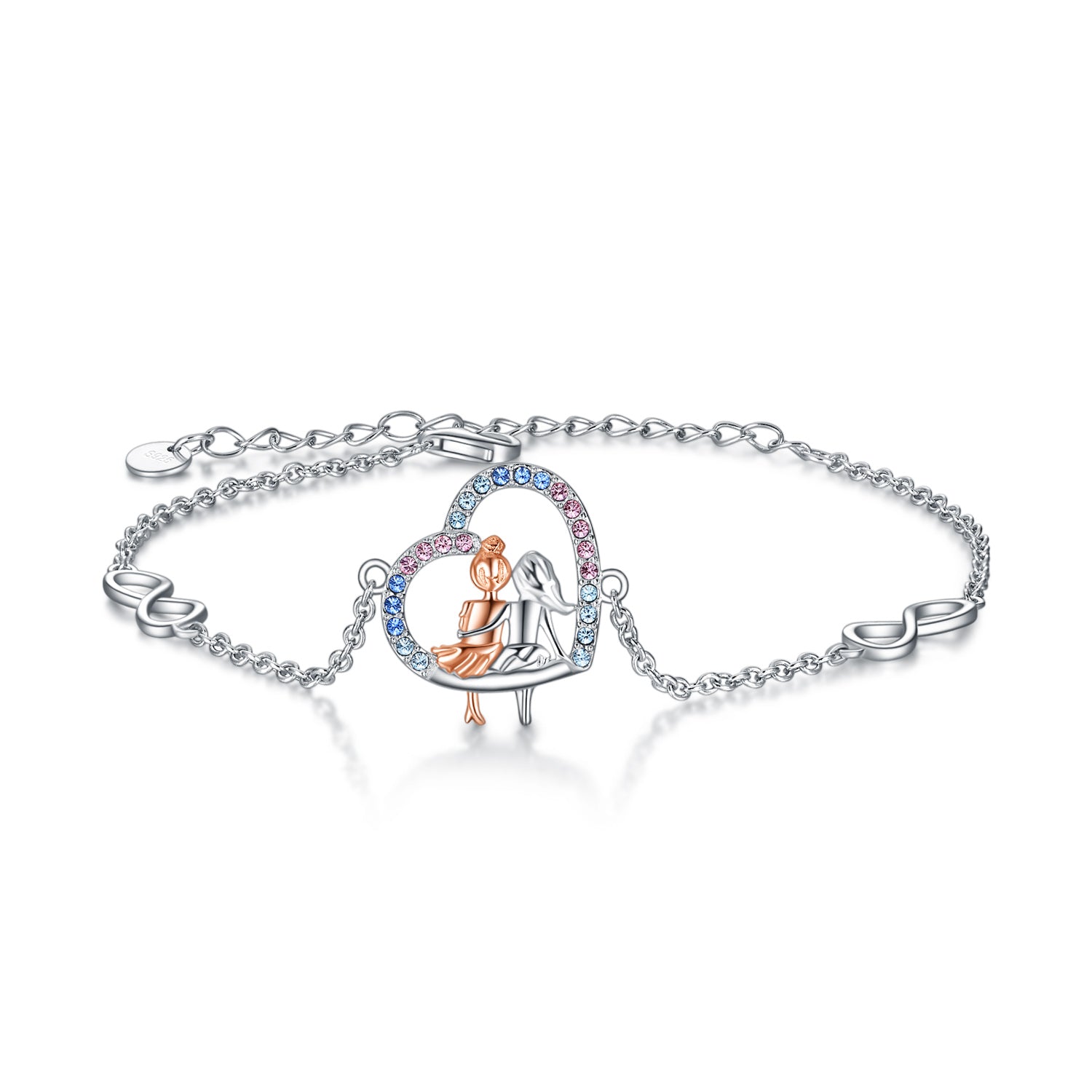 Sisters Bracelet Gift from Sister Sterling Silver Female Friendship Forever Jewelry with Crystal