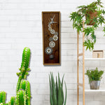 Load image into Gallery viewer, KingWood Pendulum Wall Clock w/ Gears, Cedar &amp; Silver on white brick wall
