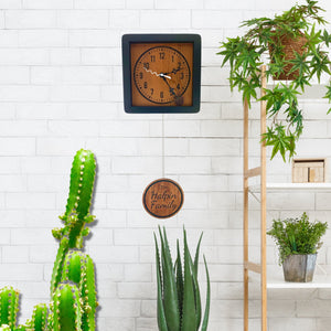 KingWood Personalized Pendulum Wall Clock on white brick wall