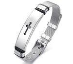 Load image into Gallery viewer, Stainless Steel Cross Bible Charm Bracelet Wristband For Men Adjustable Watch
