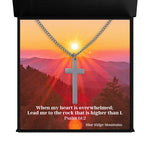 Load image into Gallery viewer, Sacred Cross Necklace, Bible Verse Psalm 61:2, Blue Ridge Mountains
