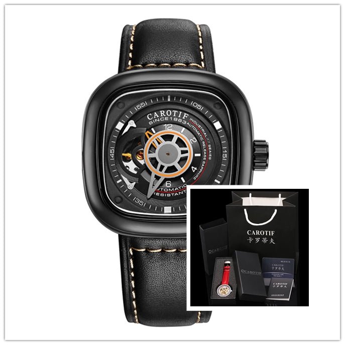 The hot blast dunk watch fashion automatic mechanical watches Mens hollow square dial watch