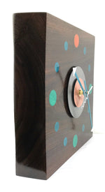 Load image into Gallery viewer, KingWood Reclaimed Walnut Slab &quot;Aurora&quot; Wall Clock with Epoxy Inlay &amp; Steel / Copper
