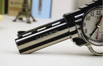 Load image into Gallery viewer, Silver Pistol / Gun Alarm Desk Clock
