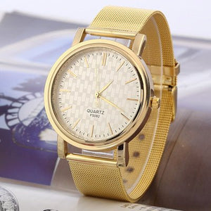 Watch female gold mesh belt men's and women's watches alloy electronic watches