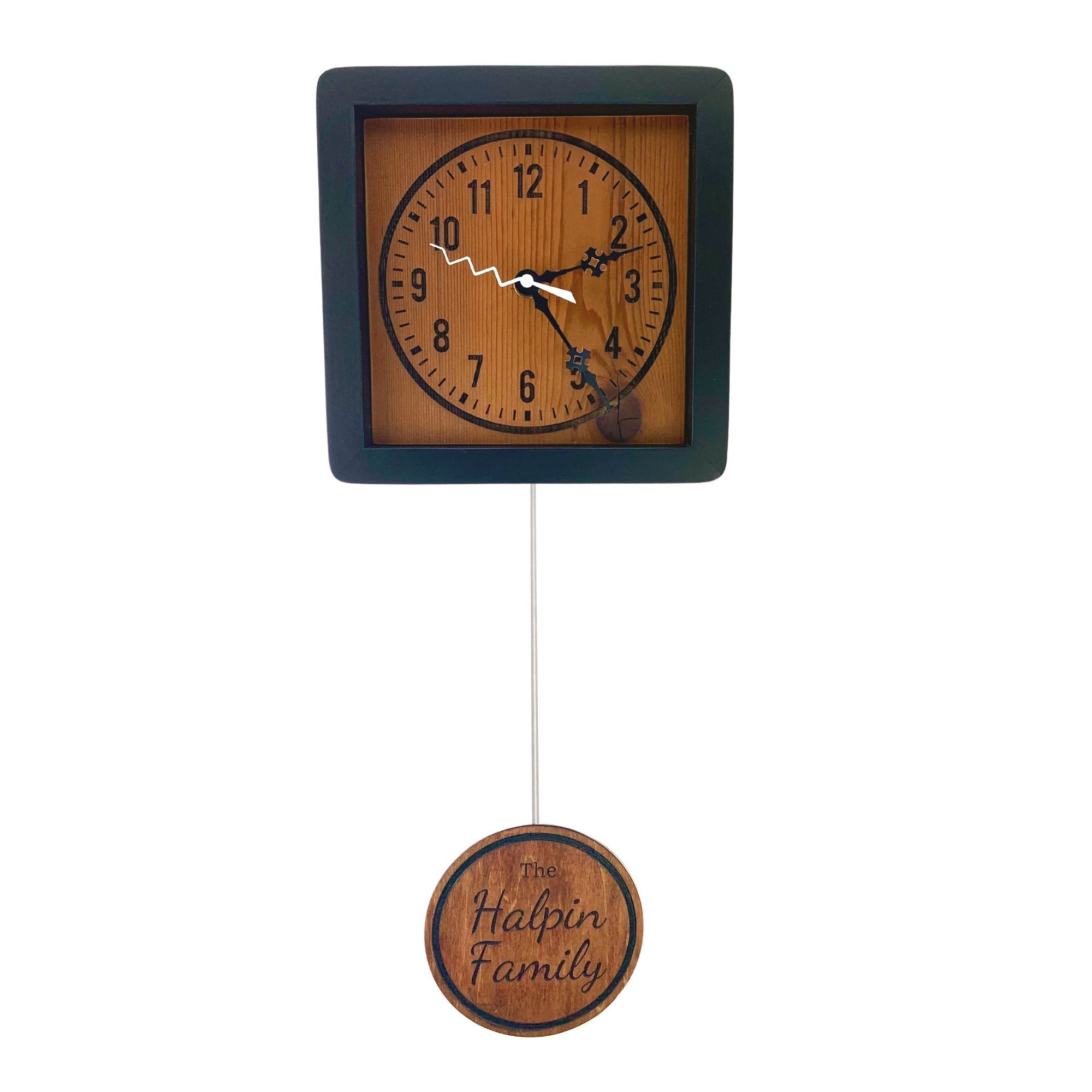 KingWood Personalized Pendulum Wall Clock on white wall