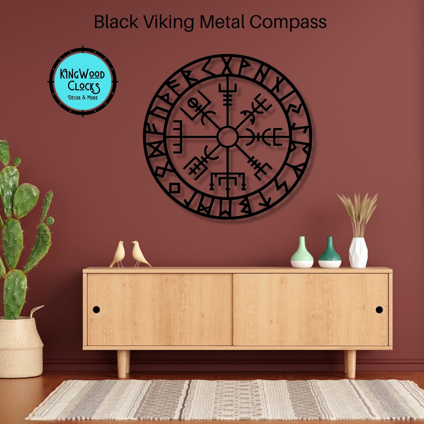 Viking Compass Metal Wall Art, Vegvisir Rune