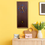 Load image into Gallery viewer, KingWood Cedar Pendulum Clock In Gold &amp; Blue 
