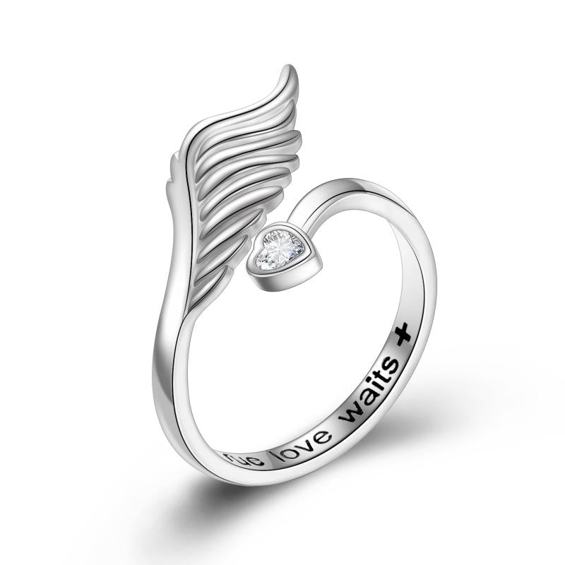 Angel Wings Purity Rings 925 Sterling Silver True Love Waits Anniversary Birthday Gift
