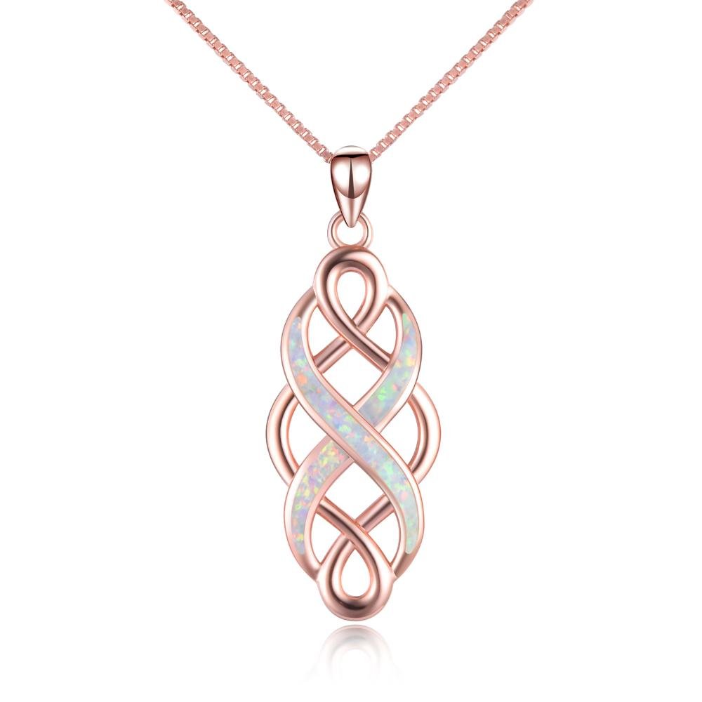 Sterling Silver Irish Celtic Knot Opal Pendant Necklace